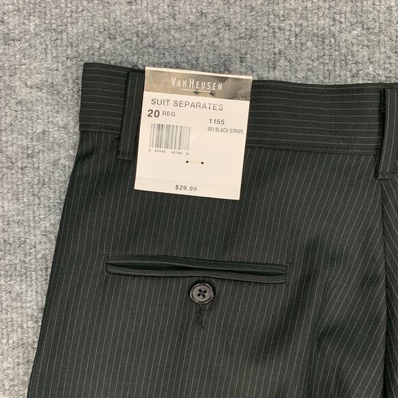 VanHeusen Suit Pants Womens 20 Black Pinstriped Straight Cut Formal Trouser - Picture 9 of 11